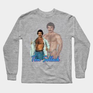 Tom Selleck Retro Fade 80s Long Sleeve T-Shirt